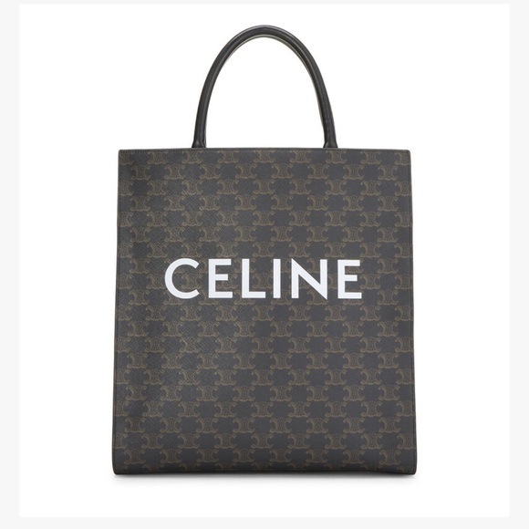 Celine Handbags - NWOT CÉLINE Black Triomphe Coated Canvas Vertical Cabas Medium